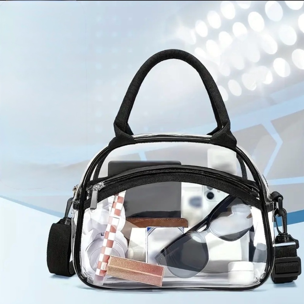 Chic Transparent Crossbody Bag with Black Accents